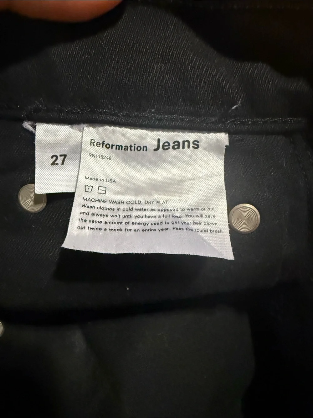 Reformation Black Straight-Leg Jeans
